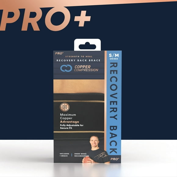 Copper Compression PRO+ Back Brace S-M: Lumbar Support and Lower Back Pain Relief for Peak Performance. Sports/Fitness: Lifting, X-training, Core, Rest & Recovery. Fits men and women. 1 brace.