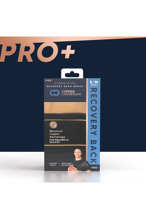 PRO+ Back Brace S-M: Lumbar Support and Lower Back Pain (Unisex, Black, 1 brace)