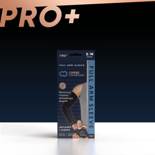 Copper Compression PRO+ Performance Full Arm Sleeve: Compression for Tendonitis, Arthritis & Forearm Strain. Black, Unisex, Nylon/Spandex Fabric L/XL