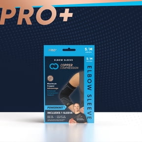 Copper Compression PRO+ Seamless Knit Elbow Sleeve, Small/Medium, Pain Relief for Adults