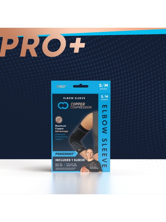 PRO+ Seamless Knit Elbow Sleeve, Small/Medium, Pain Relief for Adults
