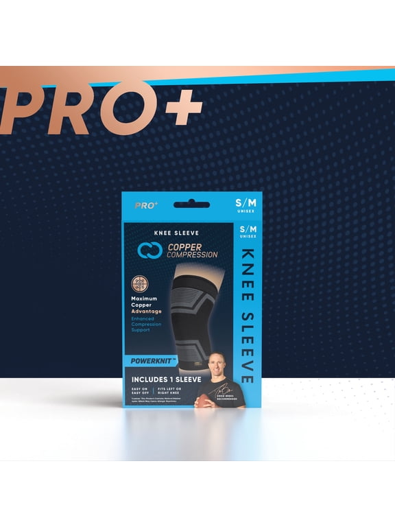 PRO+ Powerknit Performance Knee Sleeve: Compression for Stability, Pain Relief, Arthritis & Tendinitis S/M