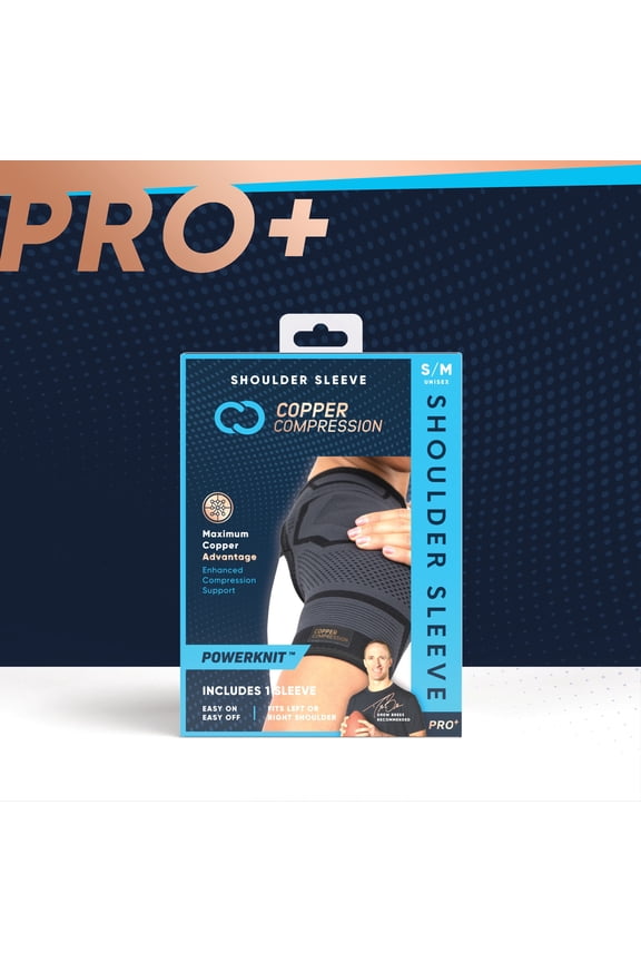 PRO+ Powerknit Shoulder Sleeve: Stabilization for Sprains, Torn Rotator Cuff, Dislocated AC Joint & AC Separation S/M