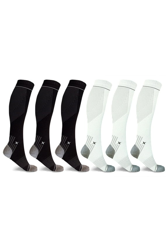 Copper Compression Pain Relief Targeted Knee High Compression Socks - 6-Pairs