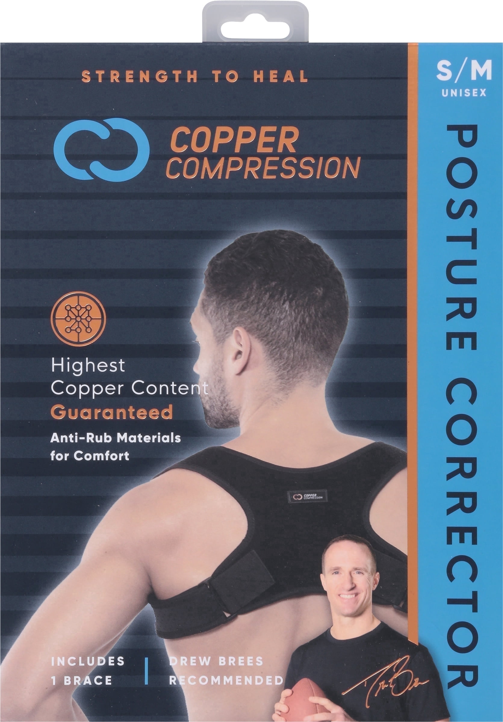 Copper Compression Posture Corrector Lightweight Breathable Flexible Brace, S-M