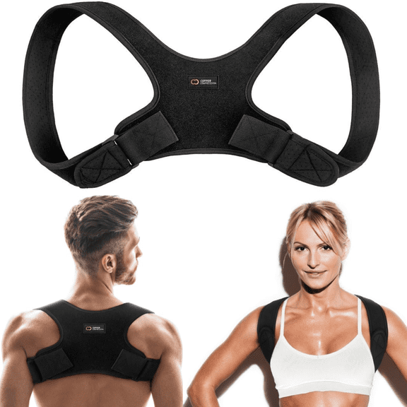 Copper Compression Posture Corrector Lightweight Breathable Flexible Brace, L-XL
