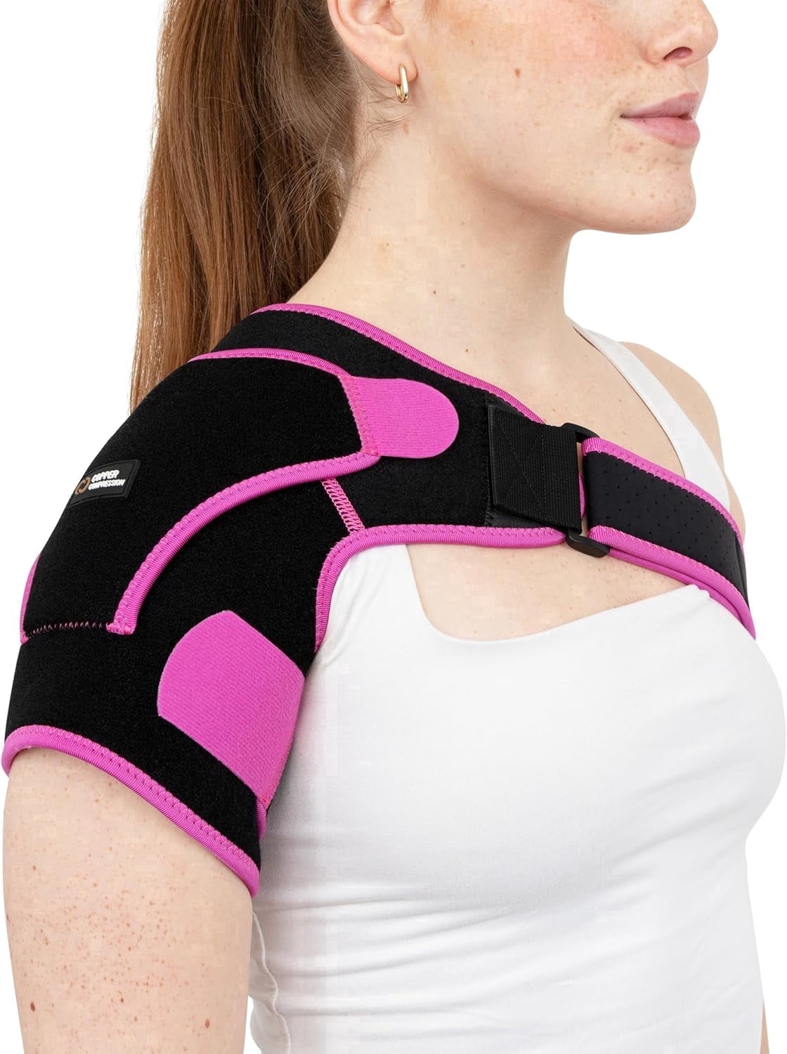 Copper Compression Recovery Shoulder Brace - Pink &  Black