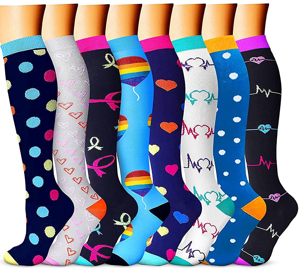 Copper Compression Socks 1520 mmHg 8 Pairs for Athletics, Travel