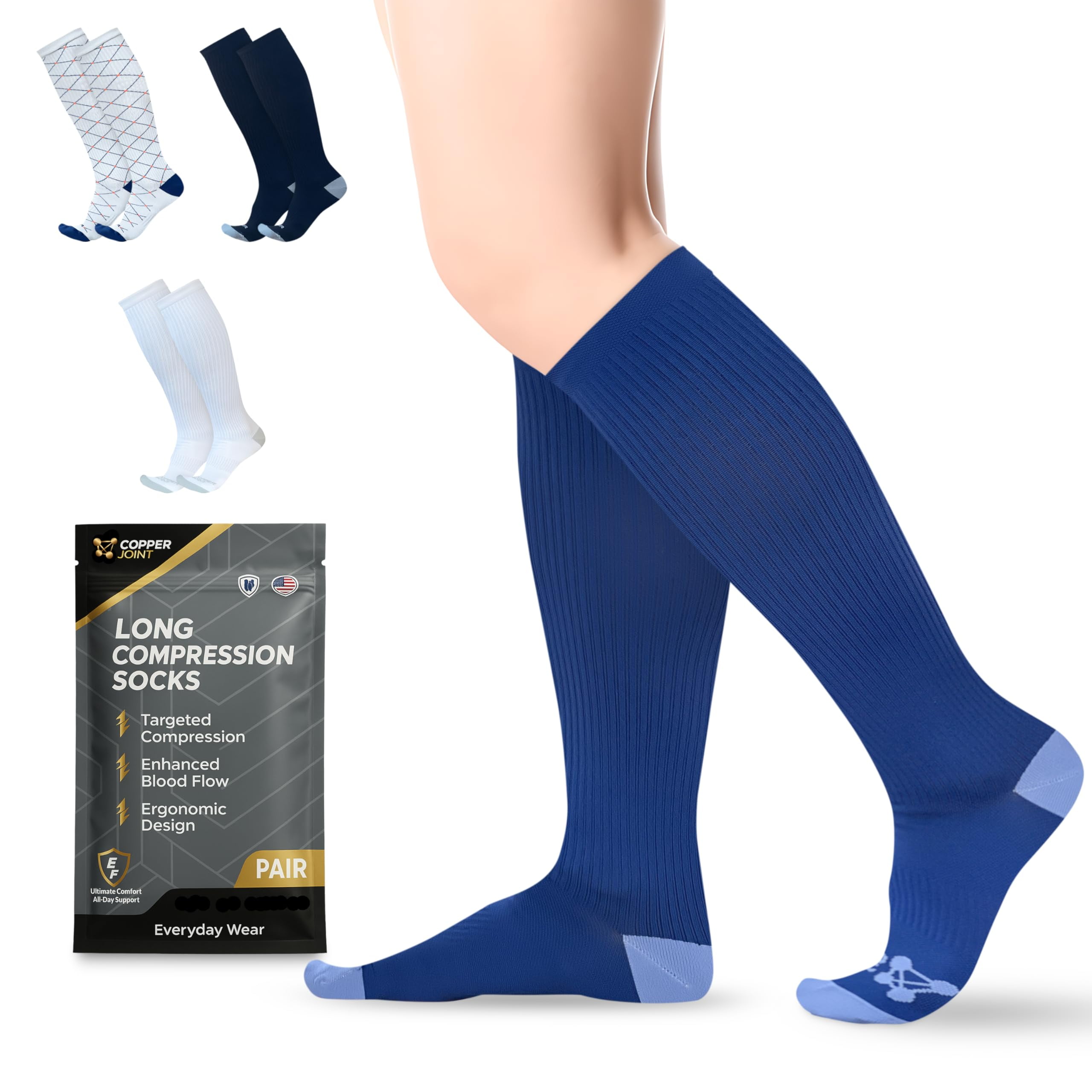 Copper Compression Socks for Men Women (15–20 mmHg) – Knee High