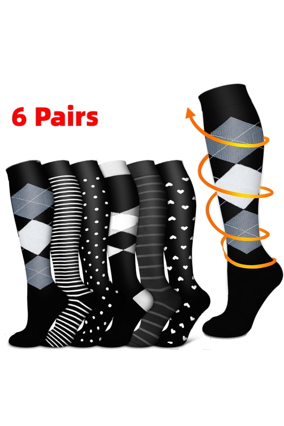 Copper Compression Socks for Women & Men (6 pairs) - All-Day Comfort, Targeted Muscle Recovery