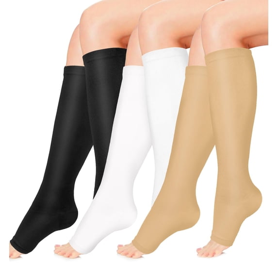 Copper Compression Socks for Women & Men Open Toe 15-20mmHg is Best Support for Circulation Recovery and All Day Wear