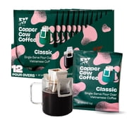Copper Cow Coffee Pour Over Single-Serve Vietnamese Coffee Pouches (12 pack) | Classic Black | Dark Roast | Convenient Vietnamese Ground Coffee Packets