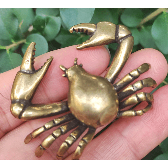 Copper Crab Figurine Decor Deep Sea Crab Statue, Fancy Tropical Metal Crab Nautical Beach, Ocean, Conch Crab brass animal figurine