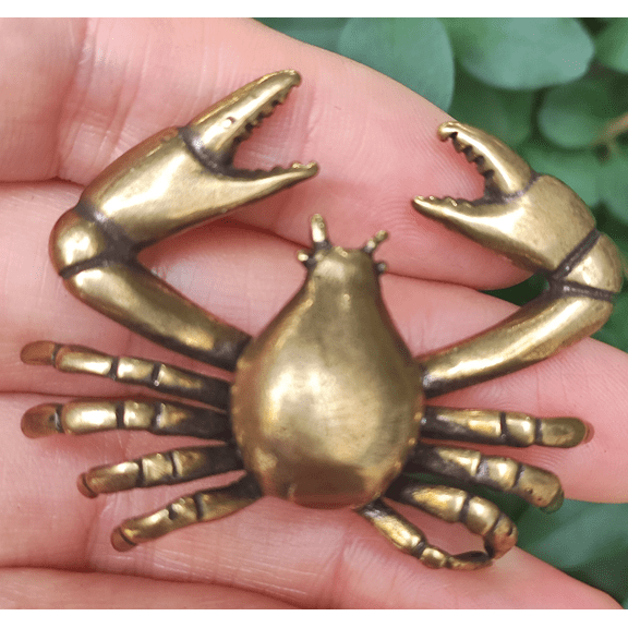 Copper Crab Figurine Decor Deep Sea Crab Statue, Fancy Tropical Metal Crab Nautical Beach, Ocean, Conch Crab brass animal figurine