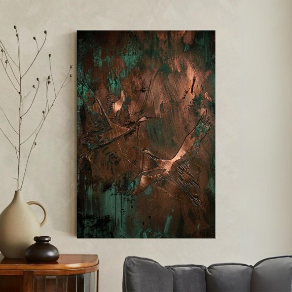 Copper Crane Patina Poster, Unframed Paper Poster 8x10in