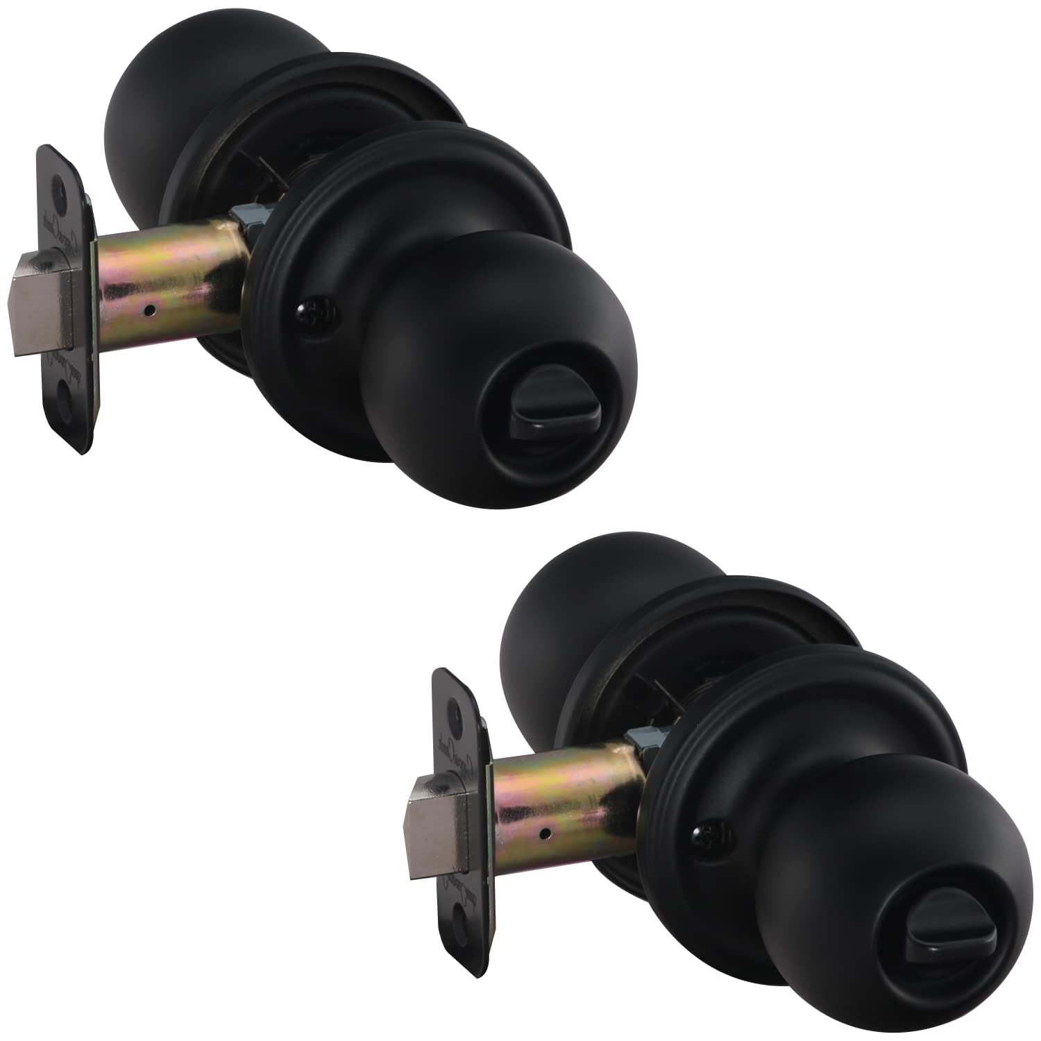 Copper Creek BK2030BC-2 Ball Door Knob, Privacy Function, 2 Pack, Black