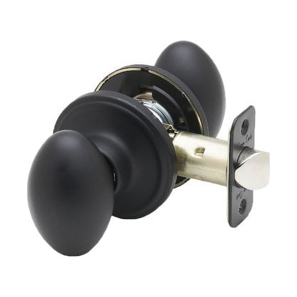 Black Brass Egg-Shaped Passage Door Knob for Hall/Closet
