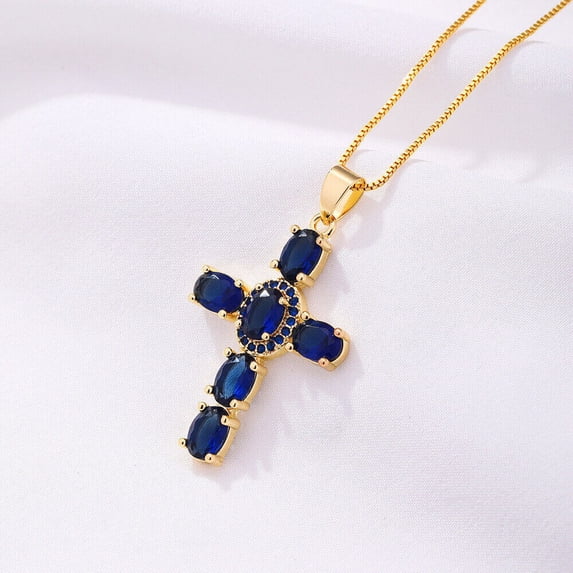Copper Cross Necklace with Micro-Zirconia Collarbone Accessory