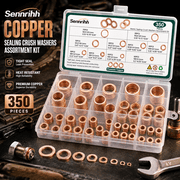 Copper Crush Washer Kit, 350PCS Metric Sealing Washers, Oil Drain Plug Gasket & Banjo Bolt Washer Assortment, M5-M14, 10 Sizes
