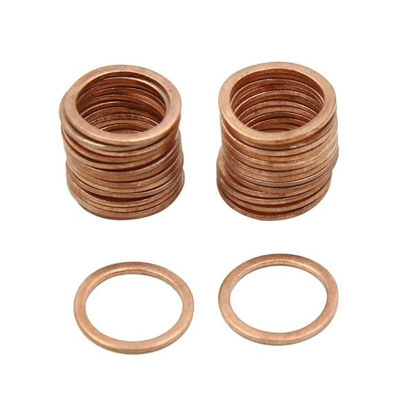 Copper Crush Washers Flat Sealing Gaskets Plate Rings 14 x 18mm Dia 30pcs