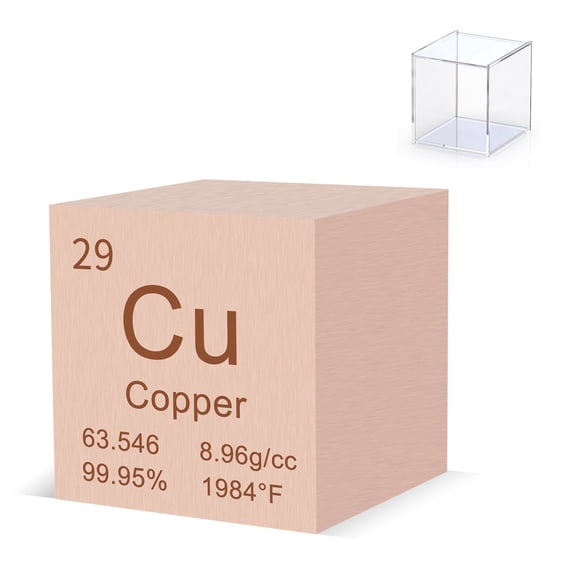 Copper Cube 1" 99.95% Purity High Density Metal Element Cube for Element Collection Experiment Material Heavy Small Objects Experience Creative Gift