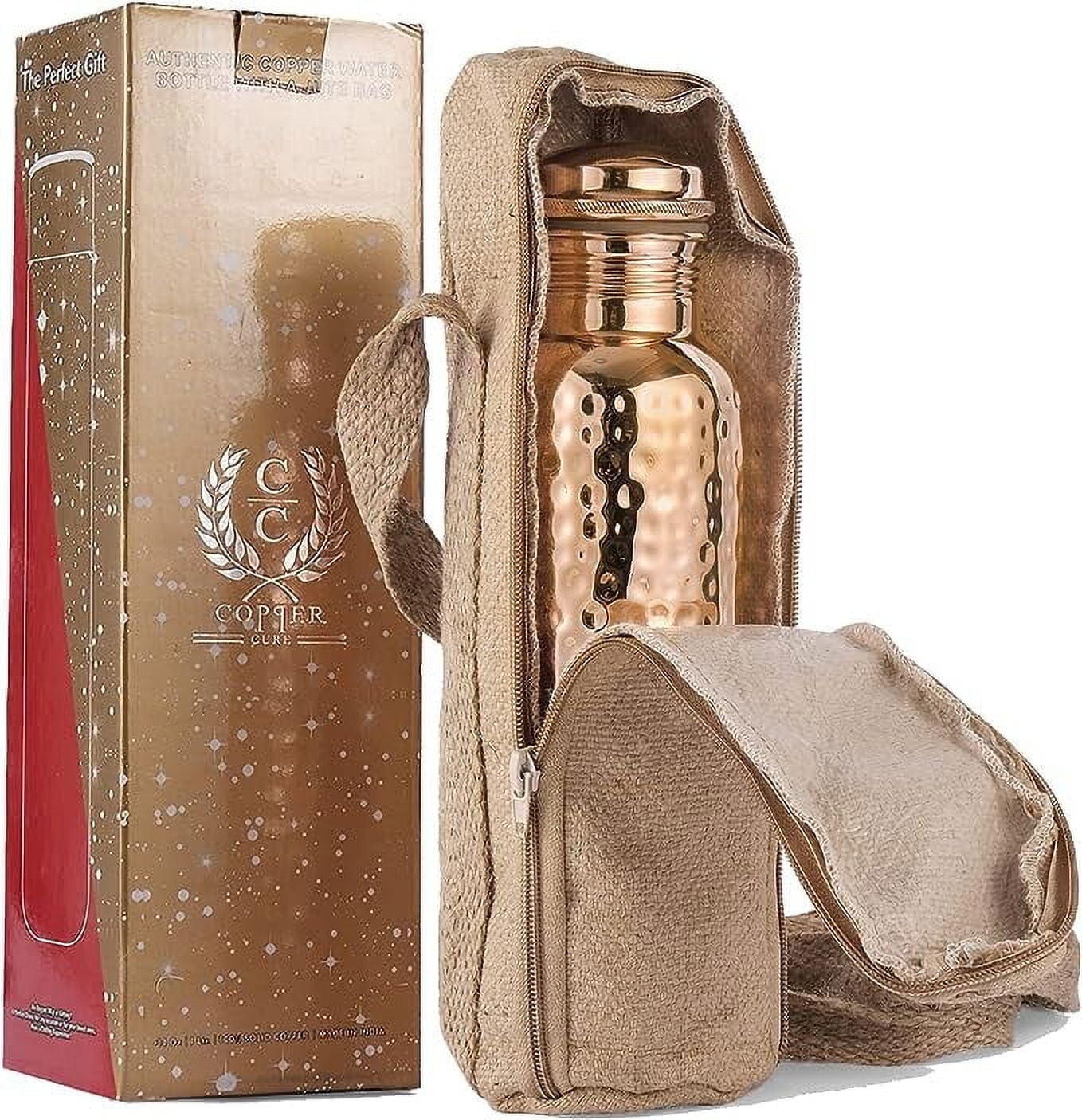 Copper Cure Pure Copper Water Bottle with a Jute Bag - Handcrafted ...
