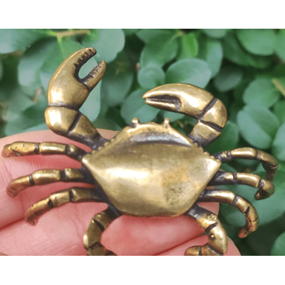 Copper Cute Crab Figurine Decor Deep Sea Crab Statue, Fancy Tropical Metal Crab Nautical Beach, Ocean, Conch Crab brass animal figurine