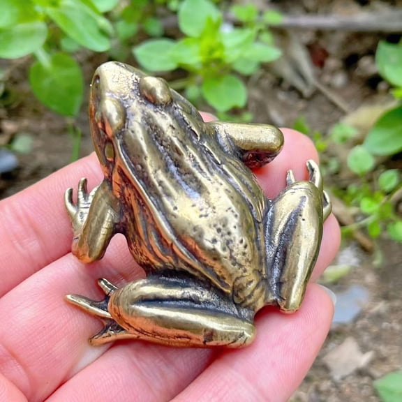 Copper Cute Frog Figurine Crafts,Copper toad statue FengShui decor,Wealth Brass Crafts Toad Animal Tabletop Good Luck Success Art Decoration