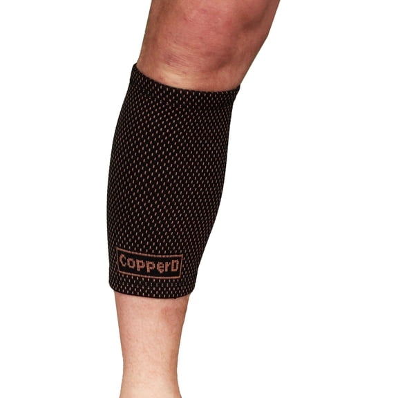 Copper D Compression Calf Sleeve - Bamboo Rayon - Calf Support Brace - Small Medium - Black Copper Dots - 1 Pack