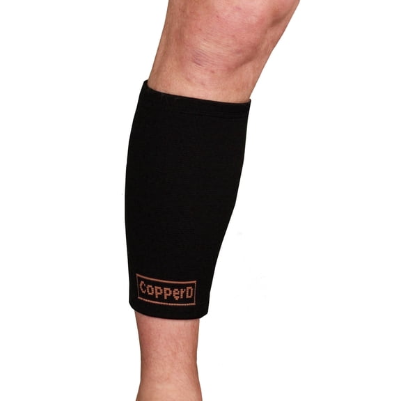Copper D Compression Calf Sleeve Brace - Bamboo Rayon - Small Medium - All Black - 1 Pack