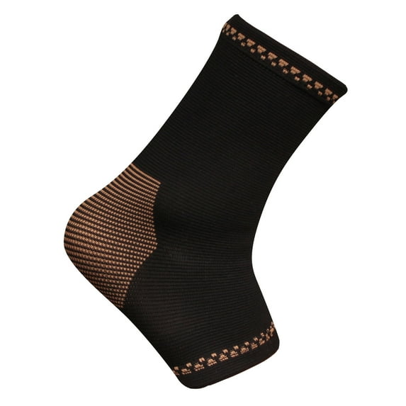 Copper D Compression Ankle Sleeve - Bamboo Rayon Infused with Charcoal - Black Copper - Large/Extra Large - 1 Sleeve