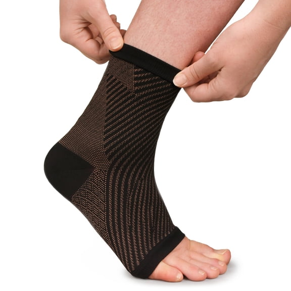 Copper D Compression Ankle Sleeve for Joint Sprain Relief - Bamboo Rayon - Dark Copper - Small/Medium - 1 Sleeve
