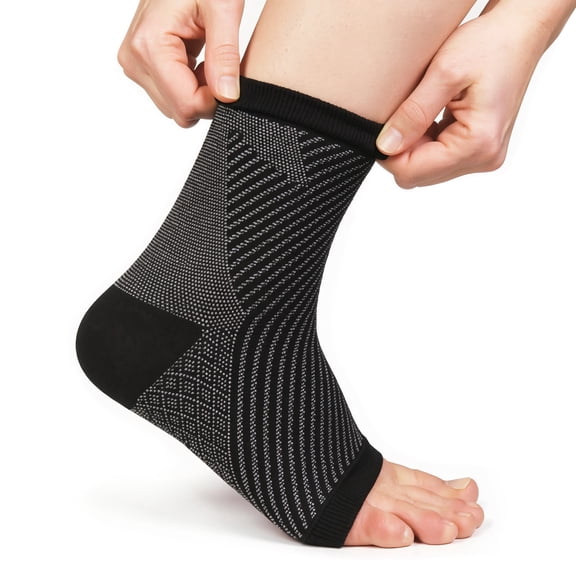 Copper D Compression Ankle Sleeve for Joint Sprain Relief - Bamboo Rayon - Light Silver - Large/Extra Large - 1 Sleeve