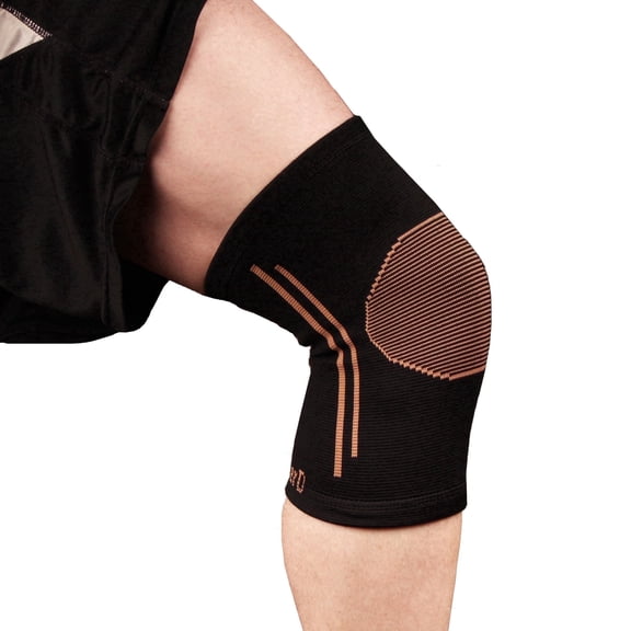 Copper D Knee Compression Knee Sleeve Brace - Bamboo Rayon - Size L/XL - All Black Copper - 1 Pack