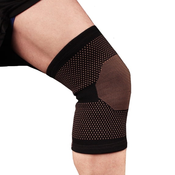 Copper D Knee Compression Sleeve Brace - Bamboo Rayon - Size L/XL - Black Copper Dots - 1 Pack