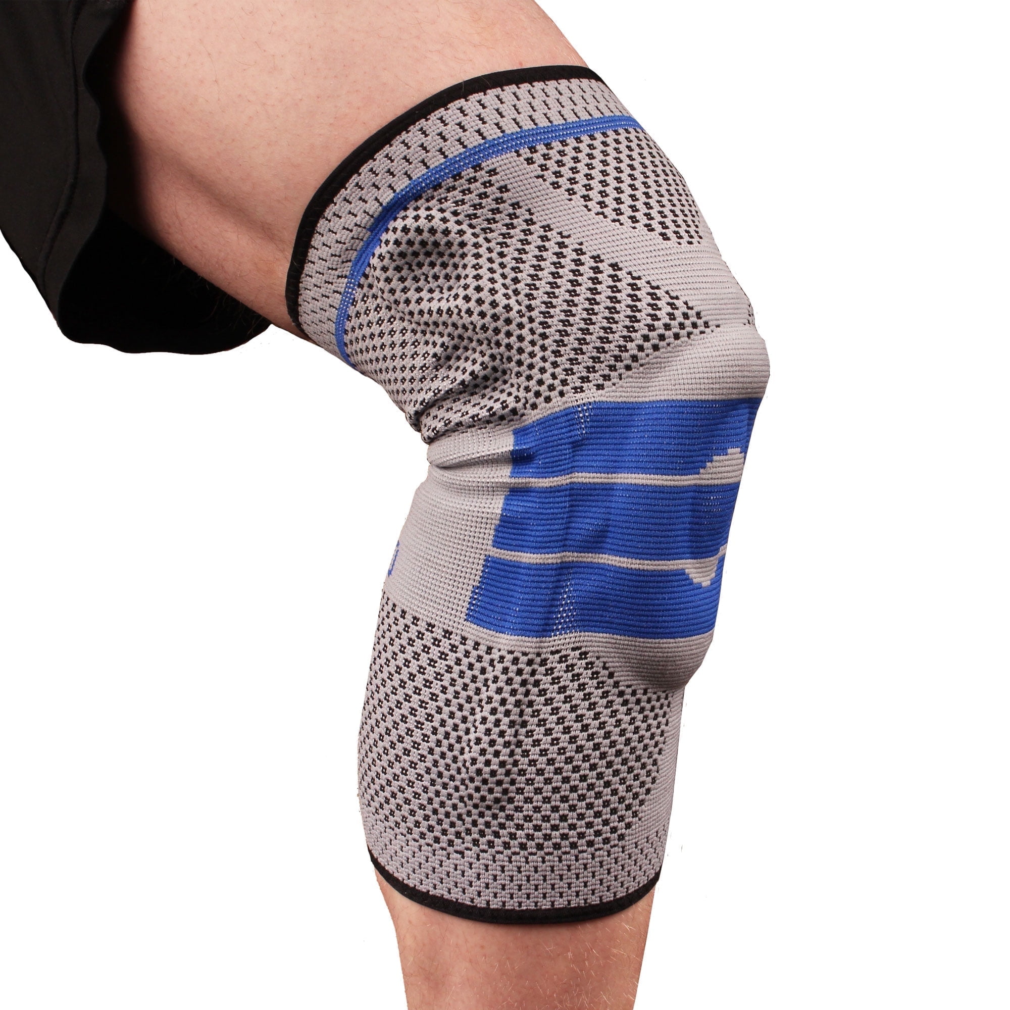 Copper D Compression Knee Sleeve Brace- Bamboo Rayon - L/XL - Grey Blue - 2 Pack