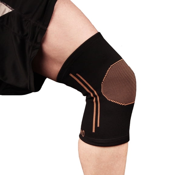 Copper D Knee Compression Knee Sleeve Brace - Bamboo Rayon - S/M - Black/Copper - 2 Pack