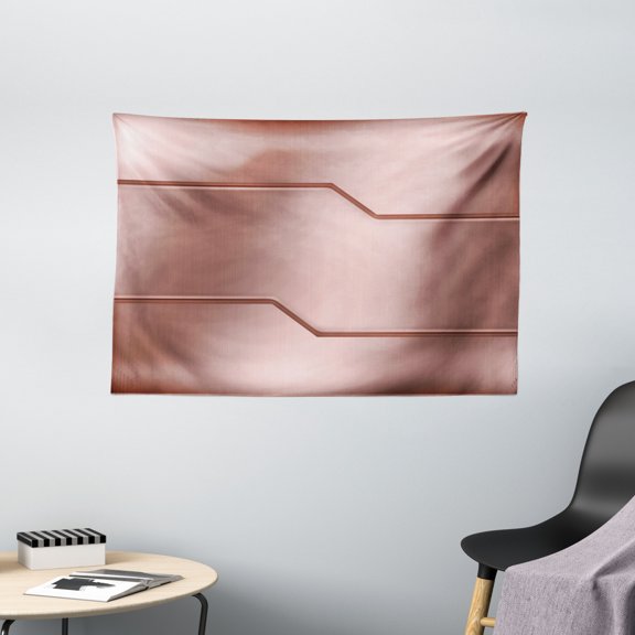 Copper Decor Tapestry, Realistic Metallic Seem Plate Bar Image Technology Industry Steel Surface Print, Wall Hanging for Bedroom Living Room Dorm Decor, 60W X 40L Inches, Rose Gold, by Ambesonne