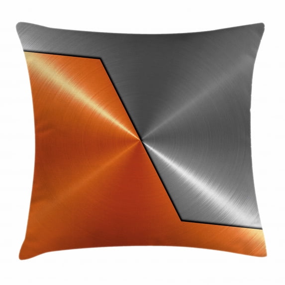 Copper Decor Throw Pillow Cushion Cover, 3D Style Metal Machinery Structure Image Detail Vivid Modern Design Contrast, Decorative Square Accent Pillow Case, 16 X 16 Inches, Orange Gray, by Ambesonne