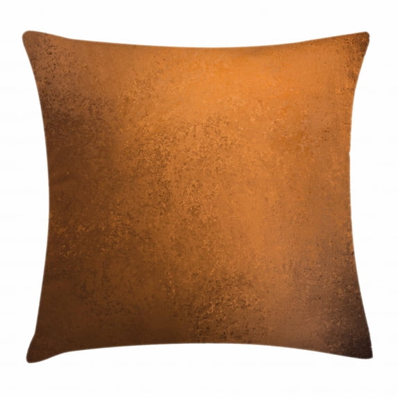 Copper Decor Throw Pillow Cushion Cover, Grungy Vintage Texture Old Abstract Copper Surface Autumn Theme Print, Decorative Square Accent Pillow Case, 24 X 24 Inches, Orange Dark Orange, by Ambesonne