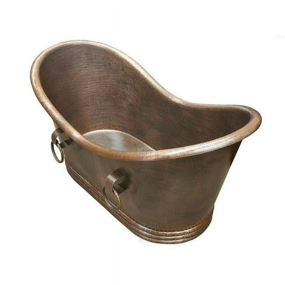 Copper Design CBT-RN-58-MA Copper Bath Tub with Rings, Matte - Small - 28 x 28 x 58 in.