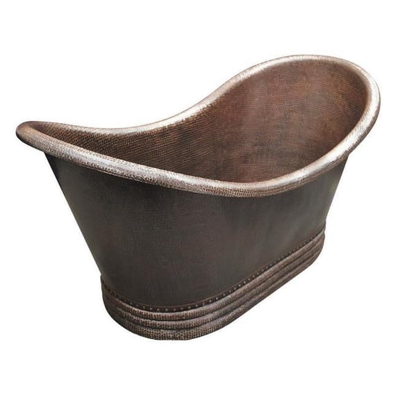 Copper Design CBT-SV-58-DB Copper Bath Tub without Rings, Dark Brown - Small - 28 x 28 x 58 in.