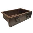 thumbnail image 1 of Copper Design CFS-30209-RN-DB Copper Farmhouse Kitchen Sink, Dark Brown - Rings Design - Large - 9 x 20 x 30 in., 1 of 7