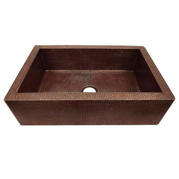 Copper Design CFS-3622-DB Copper Farmhouse Kitchen Sink, Dark Brown - Large - 9 x 22 x 36 in.