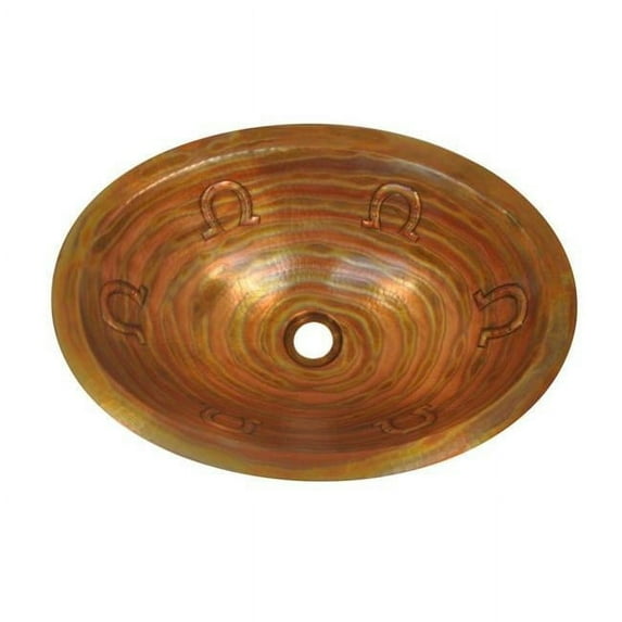 Copper Design COS-HS-19-RP-BR Copper Oval Bath Sink, Bright - Horseshoe Design - 6 x 14 x 19 in.
