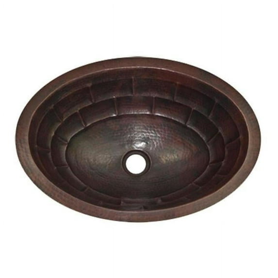 Copper Design COS-TS-19-FL-DL Copper Oval Bath Sink, Dark Light - Turtle Shell Design - 6 x 14 x 19 in.