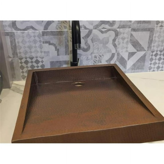 Copper Design CRGVS-20-DB Copper Rectangular Vessel Sink, Dark Brown - Cala Design - 3.5 x 18.5 x 20 in.