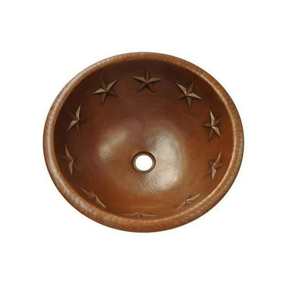Copper Design CRS-ST-17-FL-BR Copper Round Bath Sink, Bright - Stars Design