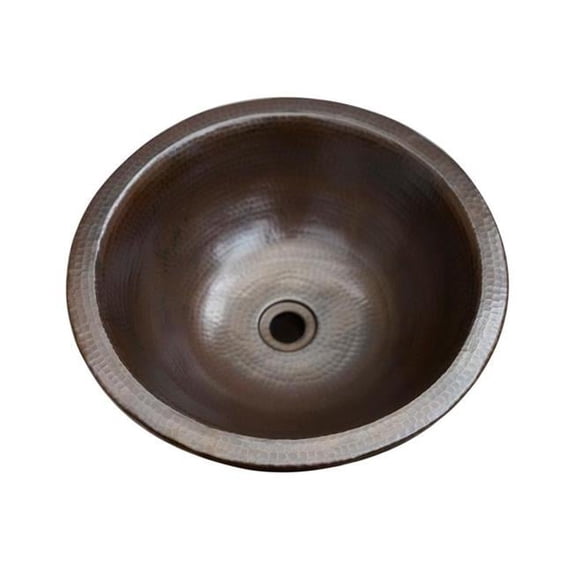 Copper Design CRSR-16-DB Copper Round Vessel Sink with Rank Design, Dark Brown - 5.75 x 16 x 16 in.