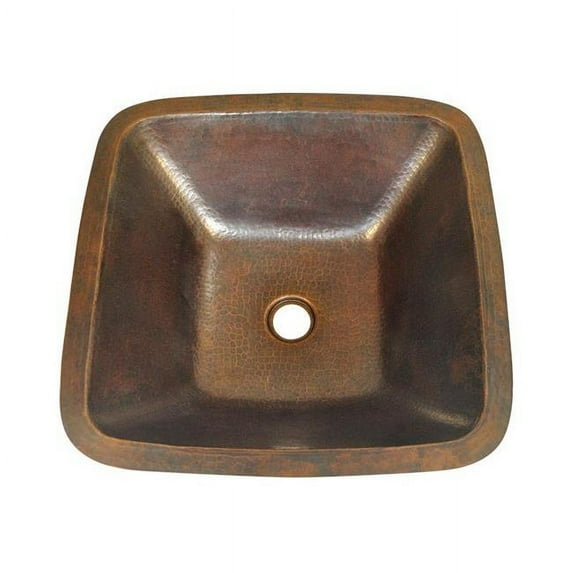 Copper Design CSQBS-15-FL-DL Copper Square Bar Sink, Dark Light - 7 x 15 x 15 in.